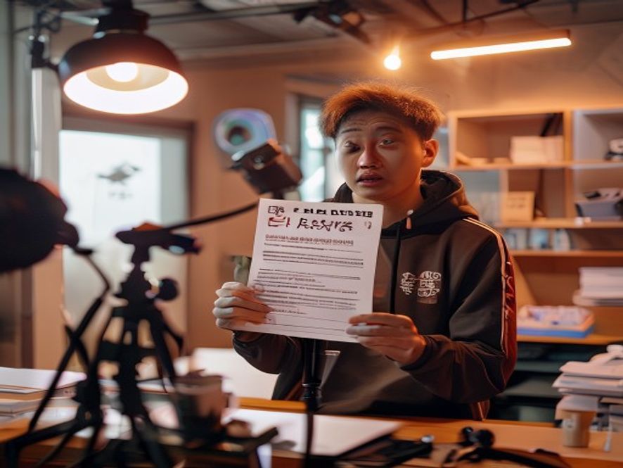匹克直播间员工在镜头前展示欠薪通知