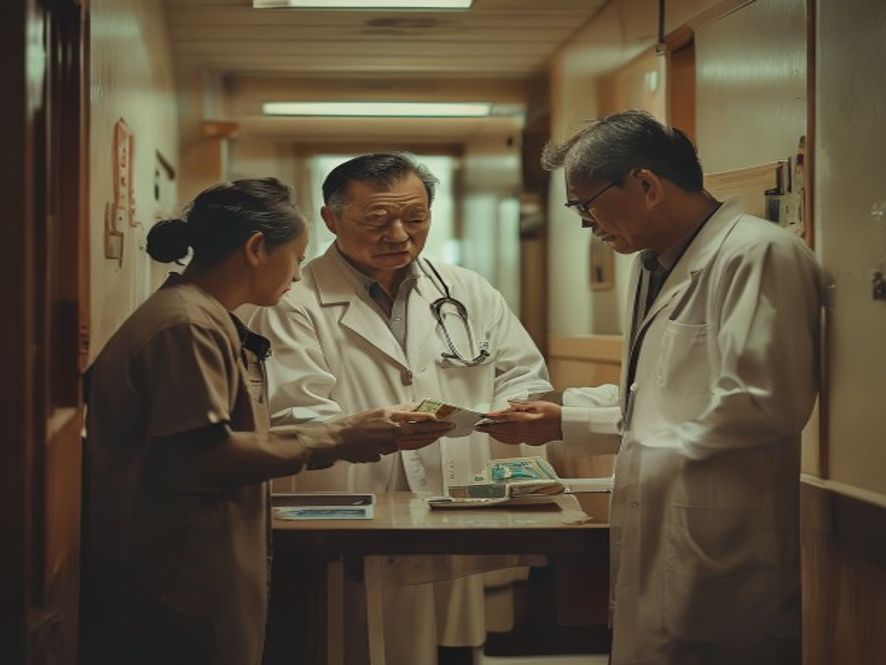 医生私下收取现金或微信转账的场景