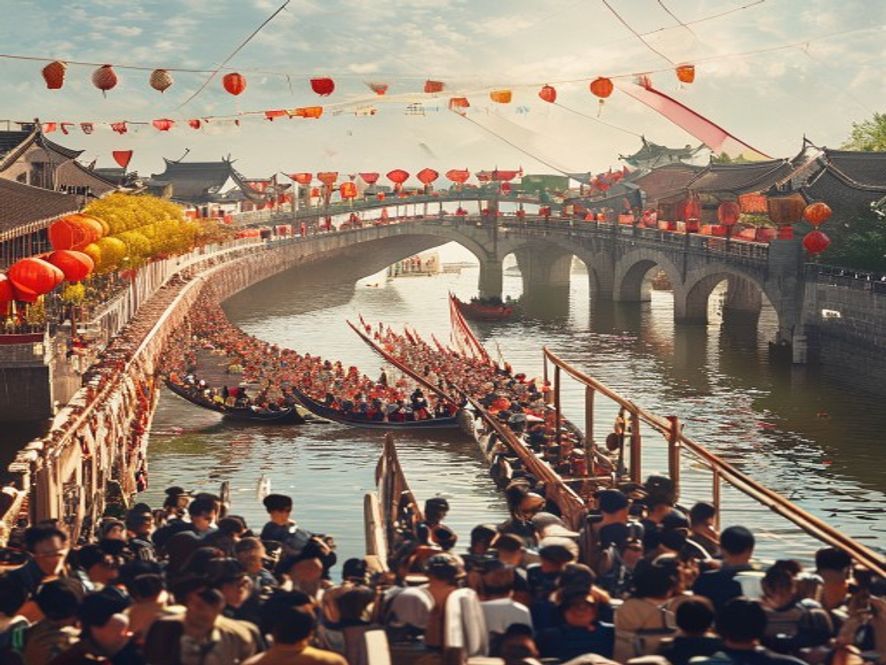 苏州端午热闹的水上场景