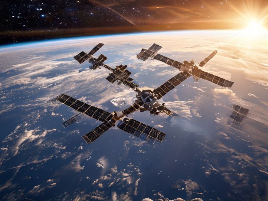 多颗中国商业遥感卫星在太空中的艺术渲染图