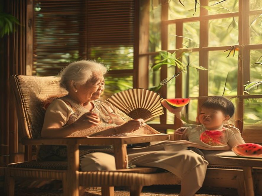 童年夏至:奶奶摇蒲扇,孩子吃西瓜
