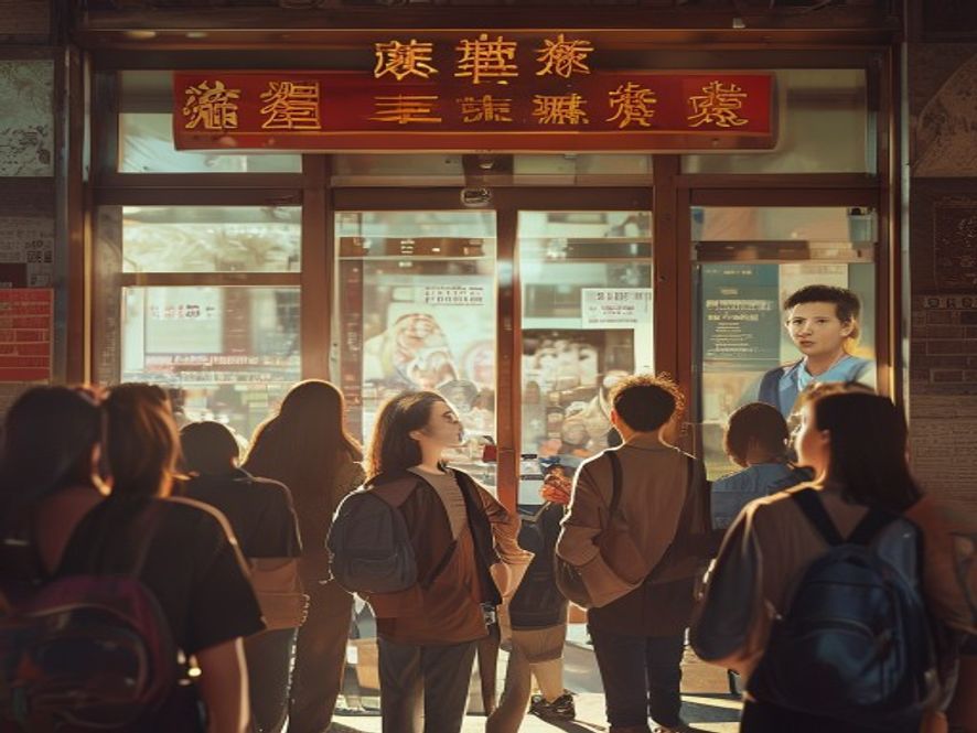 电影院门口,观众对烂片海报摇头失望离开