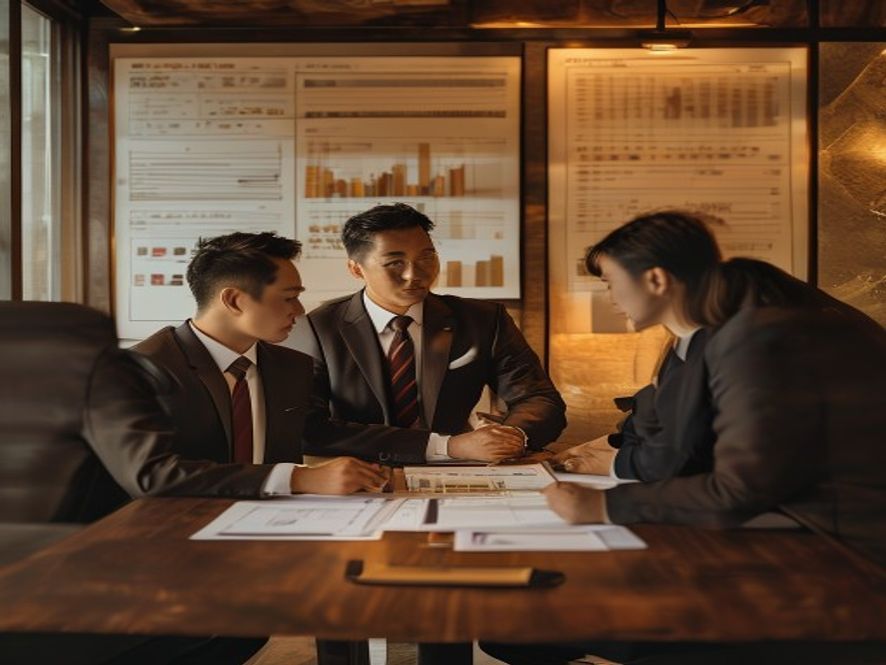 比亚迪4S店内,销售顾问与客户在洽谈区讨论海豹08的价格,墙上贴有价格图表