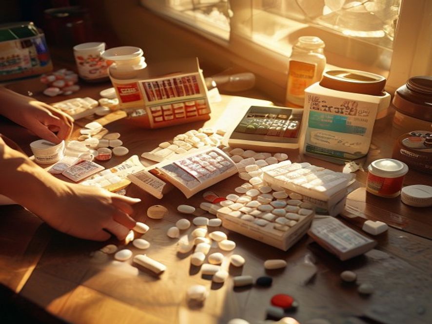 多种感冒药堆叠显示重复成分