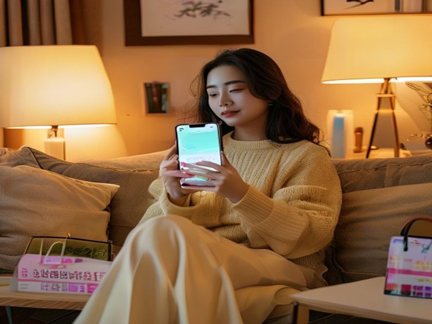 消费者手持手机对比阿里和抖音购物