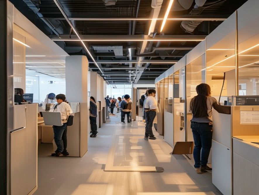 科技公司办公室内,工位翻倍扩建,新员工入职