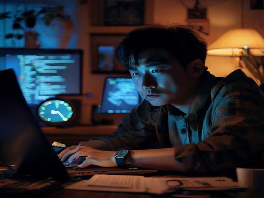 深夜加班程序员因AI限速而沮丧,手表显示凌晨三点