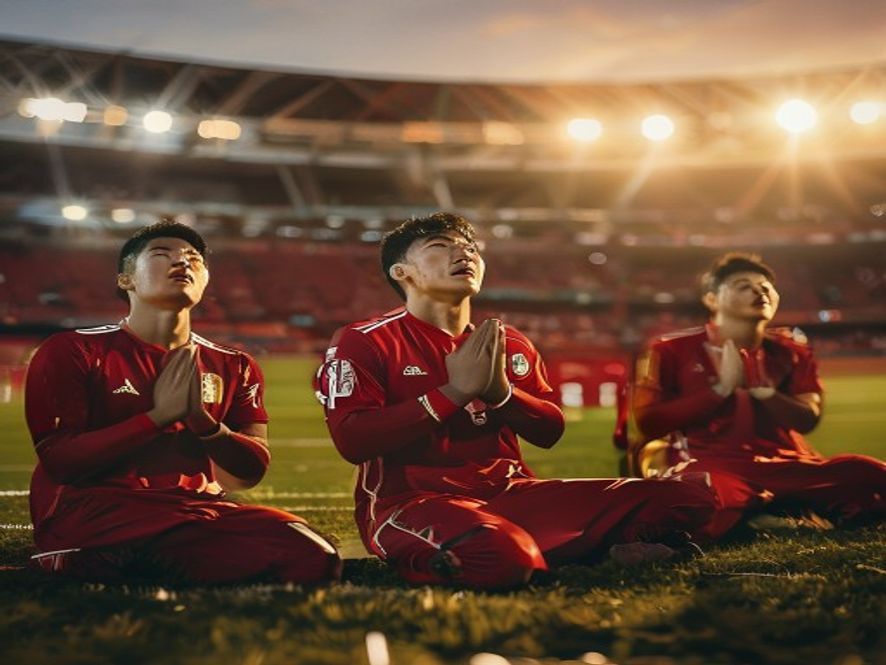 韩国球员跪地祈祷