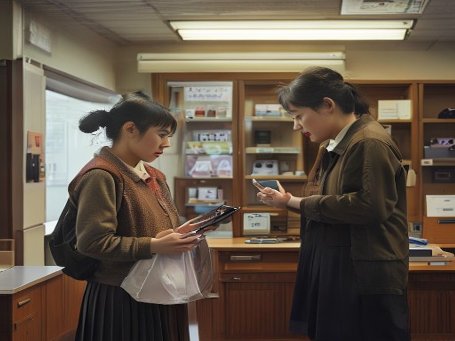 学生和家长面对被没收的手机感到无奈