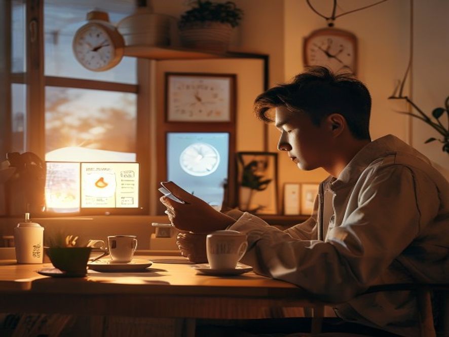 一个年轻人对比白天和夜晚的AI服务价格表