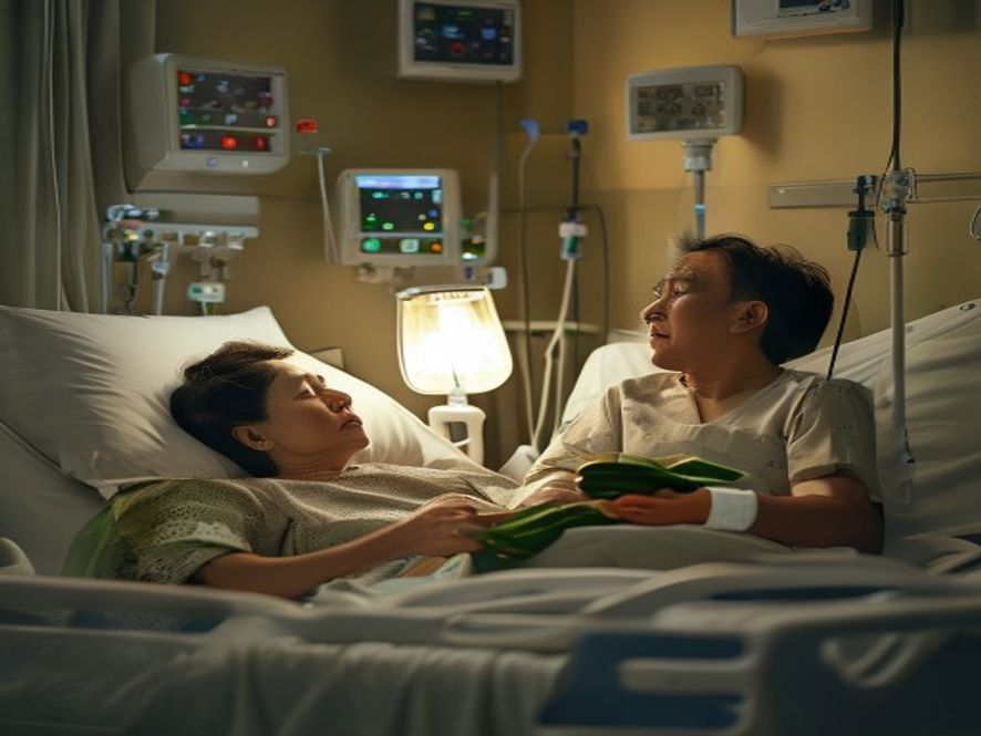 上海网友因吃半根苦黄瓜导致肝衰竭住院,ICU病床上的患者和家属