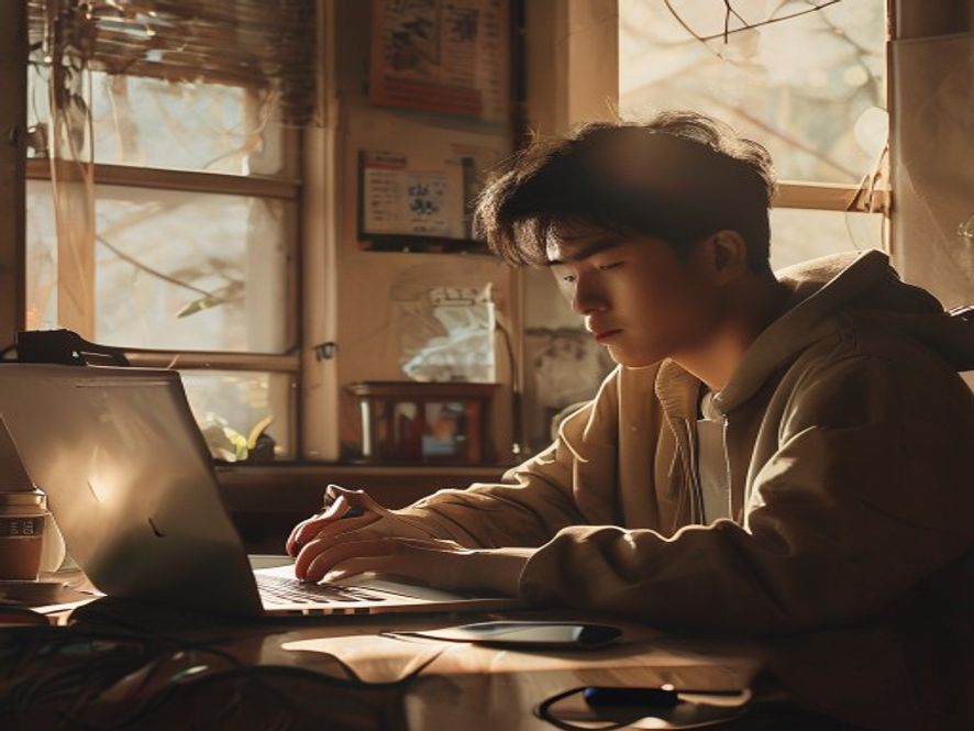 年轻人在电脑前看到涨价公告面露复杂表情