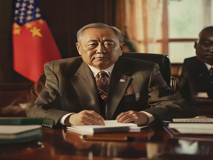 外交官刘贵今在非洲会谈的场景