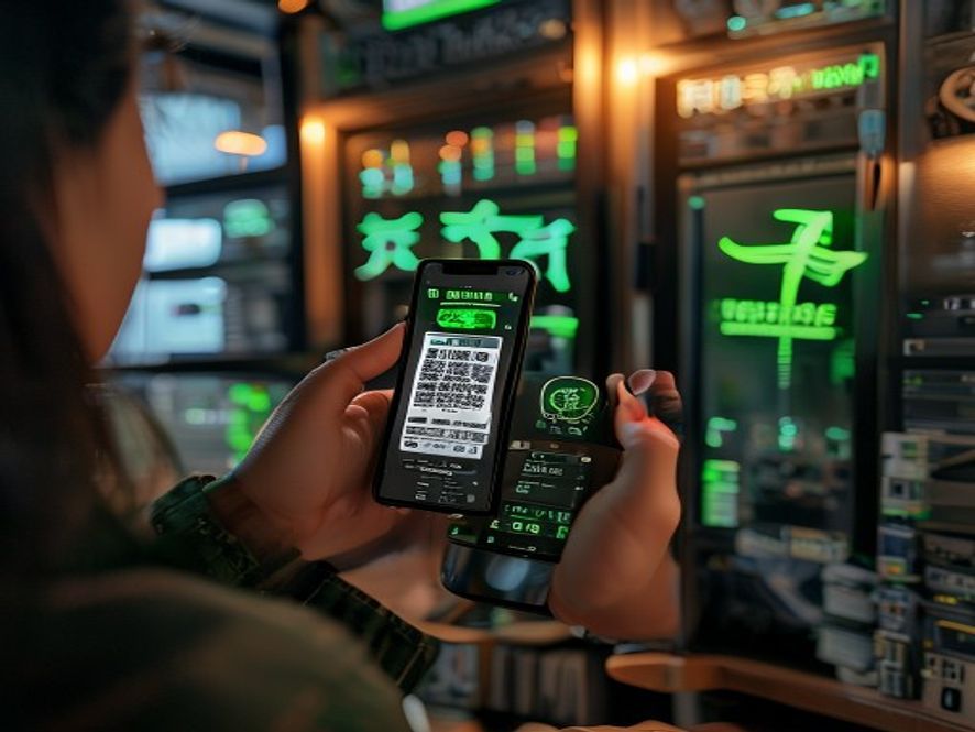 手机支付AI服务,显示低廉费用和绿色算力标签