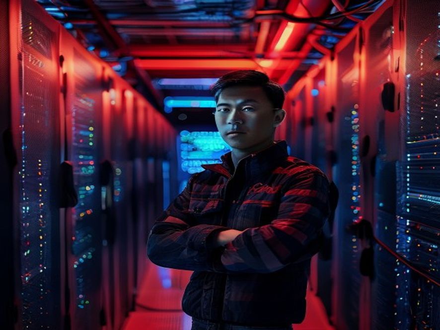 程序员在数据中心查看安全警告