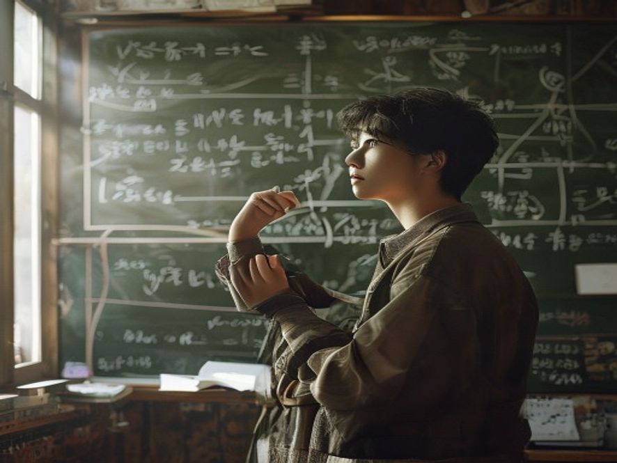 数学家面对写满流体力学的黑板沉思