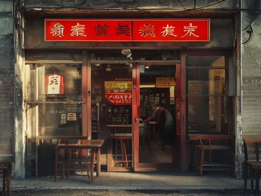 快餐店门口贴着旺铺转让