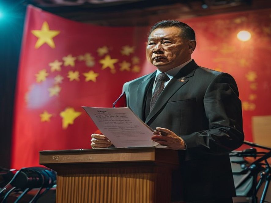 中国外交官在新闻发布会上严正声明