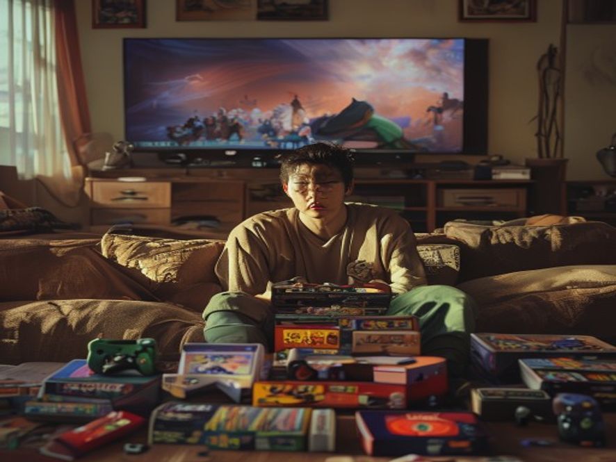 年轻人面对堆积如山的三国题材游戏和影视作品露出厌倦表情