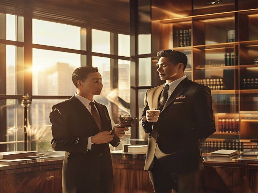 侯亮平在豪华办公室中与妻子交谈