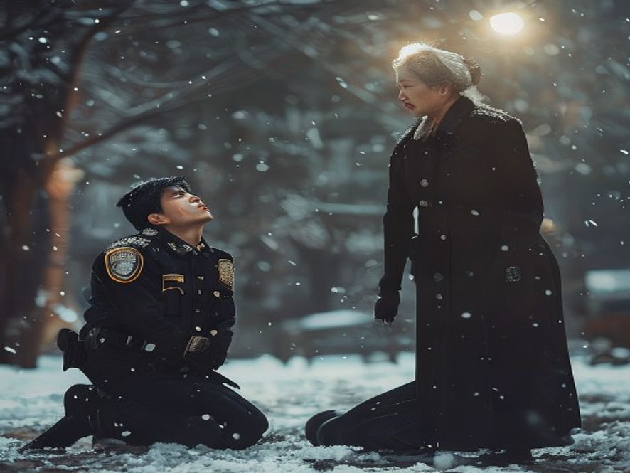 祁同伟在雪地中给梁璐下跪