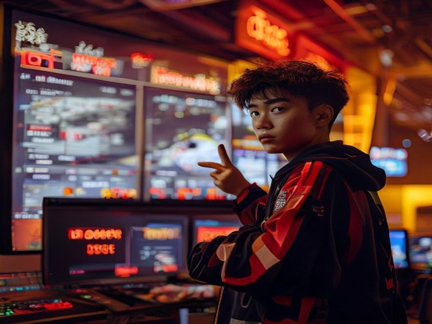 电竞选手在赛程表前紧张地握拳,身后屏幕上显示春季赛夏季赛S赛关键节点