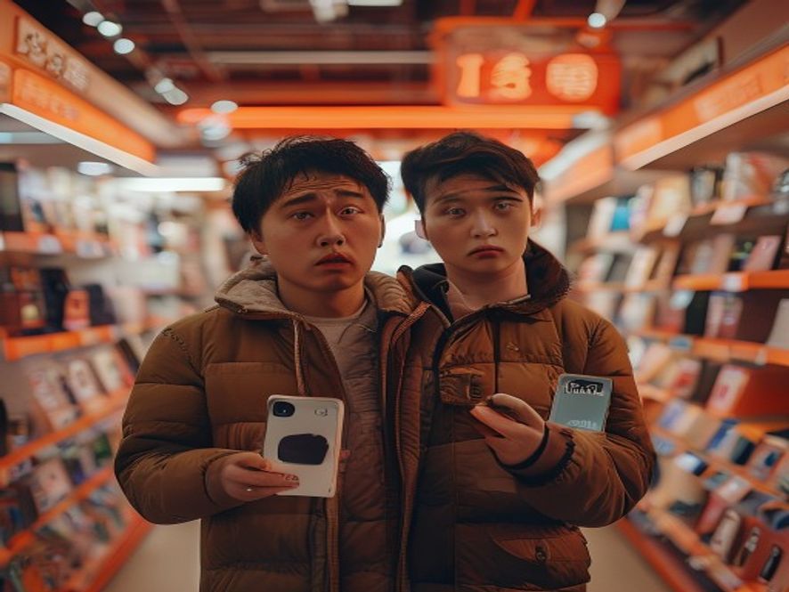 消费者对比两款手机价格
