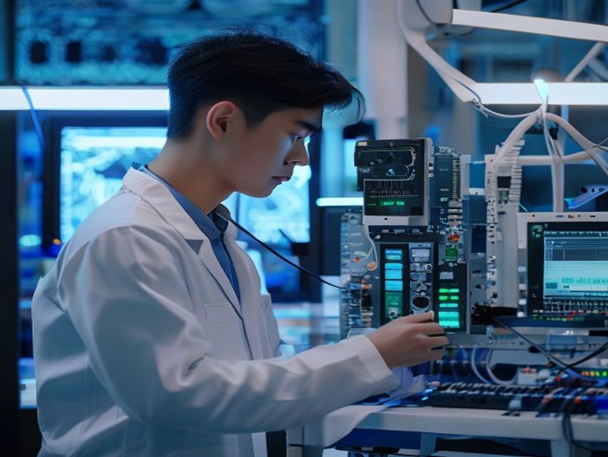 工程师调试机器人核心传感器