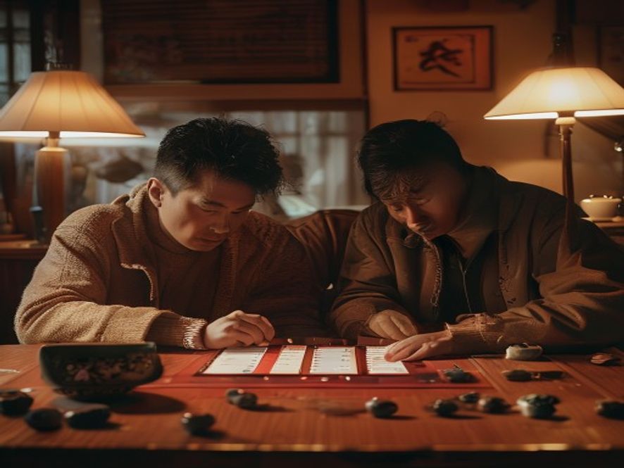 棋手和教练看着平板电脑上AI显示的1%胜率,神色凝重