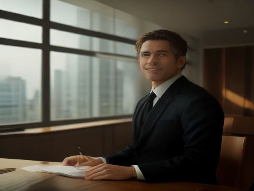 足球官员在办公室签署商业合同,旁边放着世界杯奖杯