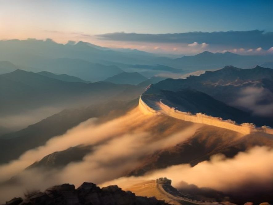 电影《长城》中的宏大场景,五色盔甲士兵列阵长城