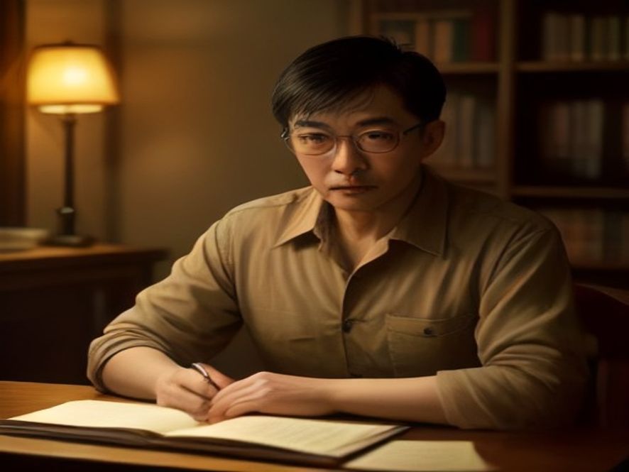 国防科研人员手持一等功奖章,面部隐没在阴影中表达隐姓埋名